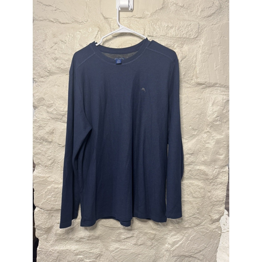 Tommy Bahama Men's Large Blue Waffle Texture Long Sleeve Cotton Shirt
